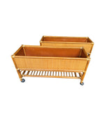 Mid century planters bamboo and rattan Italian - Mid Century Furniture