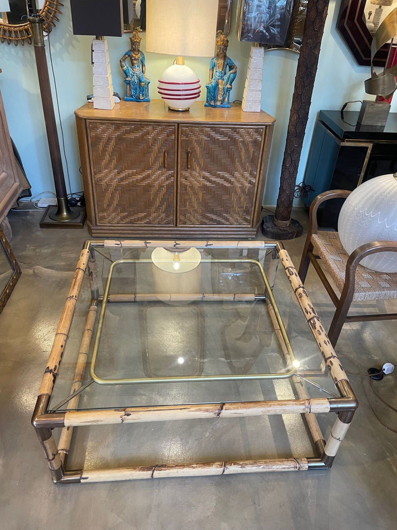 Mid century Italian bamboo and brass coffee table by Giovanni Banci for Banci Firenze - 1970s