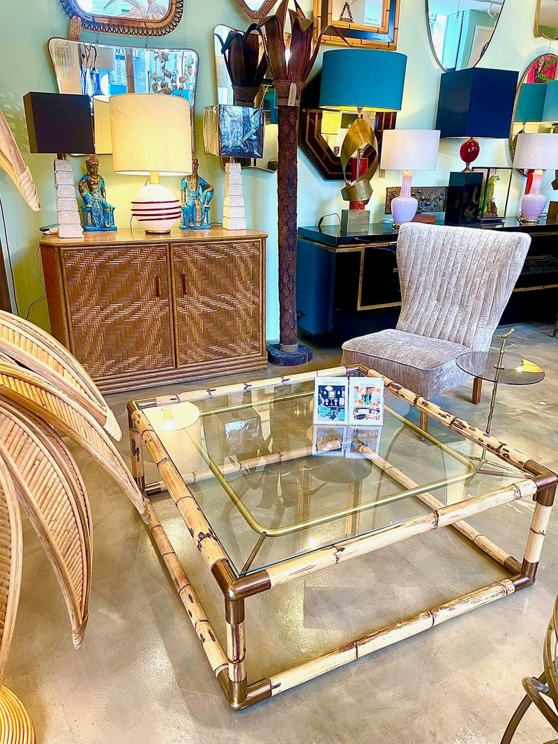 Mid century Italian bamboo and brass coffee table by Giovanni Banci for Banci Firenze - 1970s