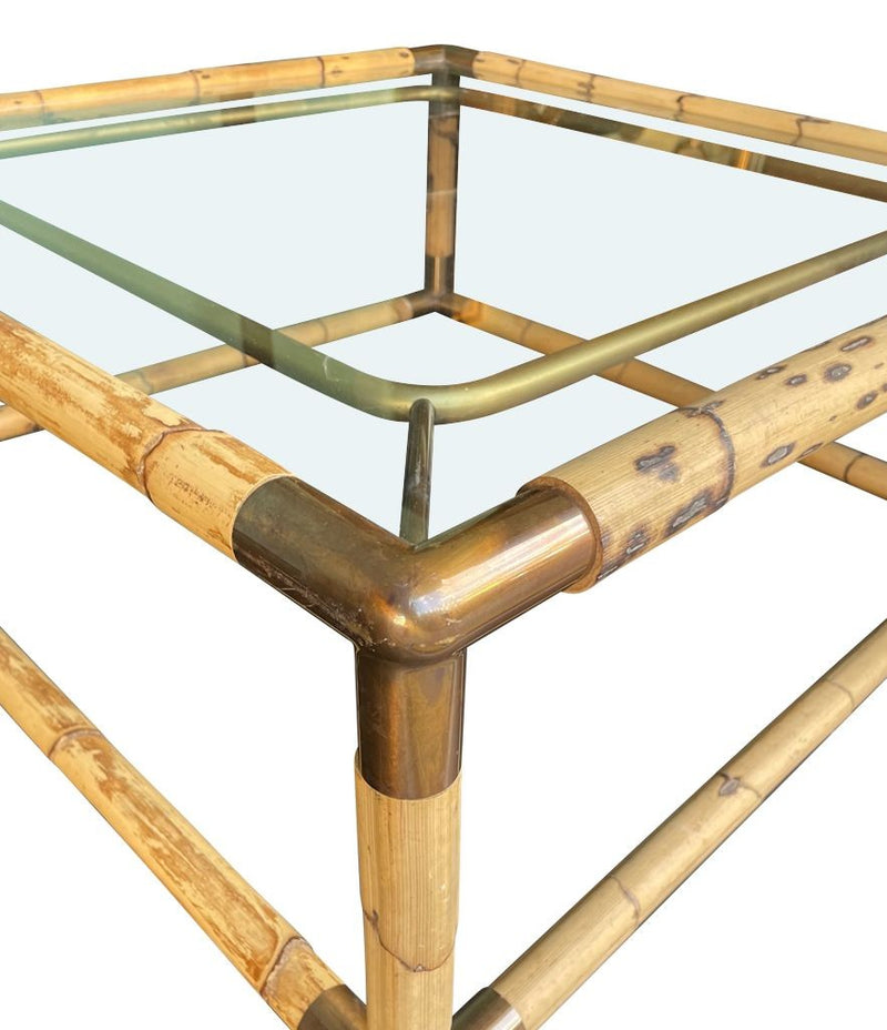 Mid century Italian bamboo and brass coffee table by Giovanni Banci for Banci Firenze - 1970s