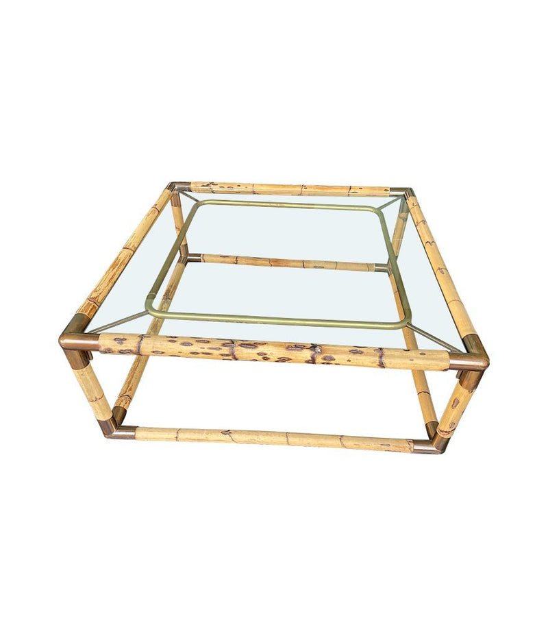 Mid century Italian bamboo and brass coffee table by Giovanni Banci for Banci Firenze - 1970s