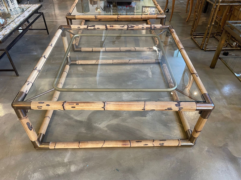 Mid century Italian bamboo and brass coffee table by Giovanni Banci for Banci Firenze - 1970s