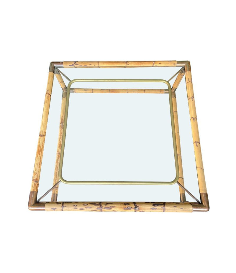Mid century Italian bamboo and brass coffee table by Giovanni Banci for Banci Firenze - 1970s