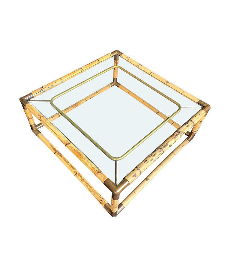 Mid century Italian bamboo and brass coffee table by Giovanni Banci for Banci Firenze - 1970s