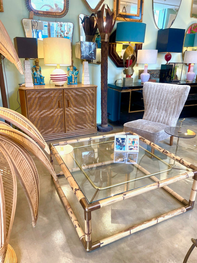 Mid century Italian bamboo and brass coffee table by Giovanni Banci for Banci Firenze - 1970s