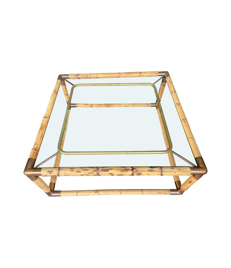 Mid century Italian bamboo and brass coffee table by Giovanni Banci for Banci Firenze - 1970s