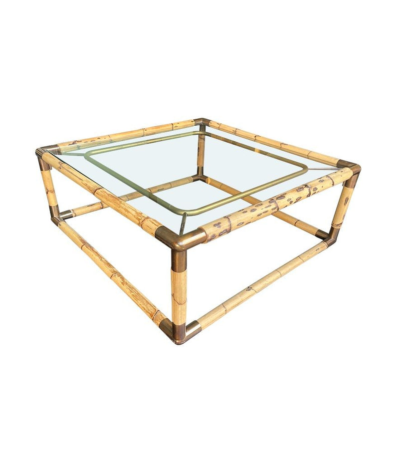 Mid century Italian bamboo and brass coffee table by Giovanni Banci for Banci Firenze - 1970s