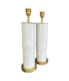 Ivory lacquered real bamboo and brass table lamps