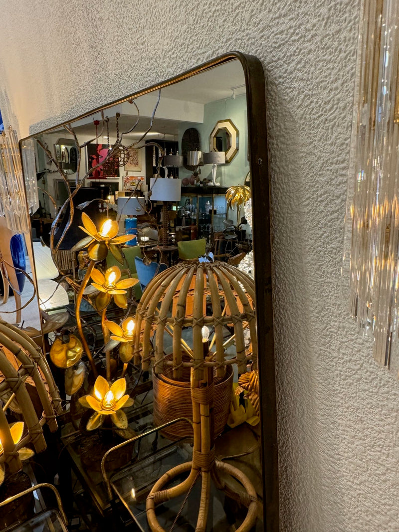 Mid Century Mirror Italian 1950s full length brass framed