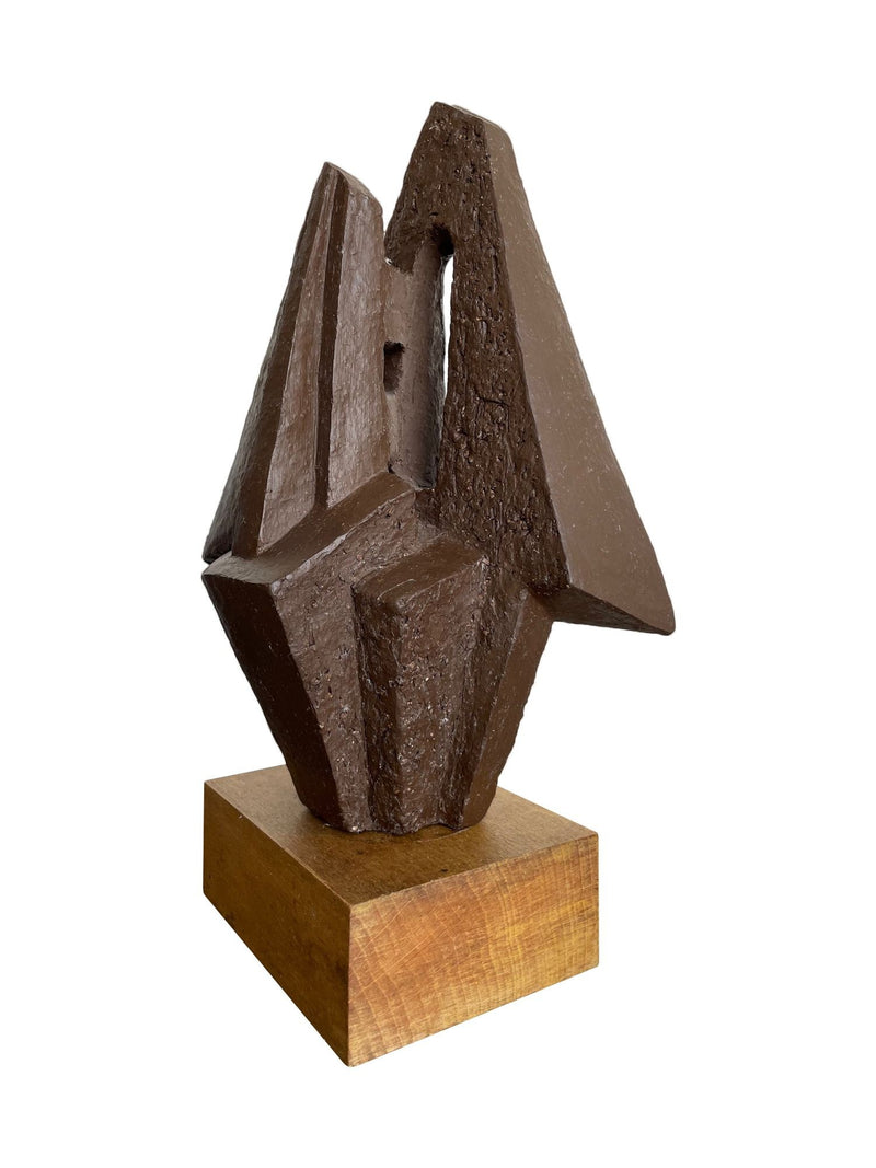 Mid century bronze abstract sculpture Belgian ceramic with bronze textured style finish - 1960s