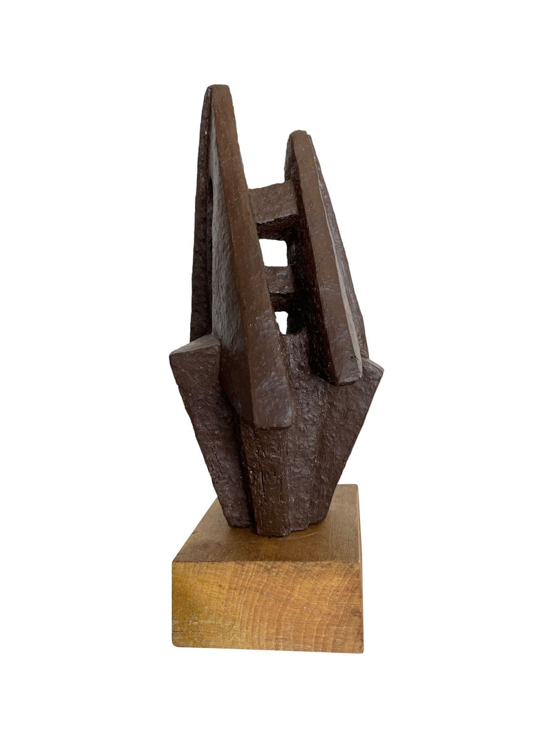 Mid century bronze abstract sculpture Belgian ceramic with bronze textured style finish - 1960s
