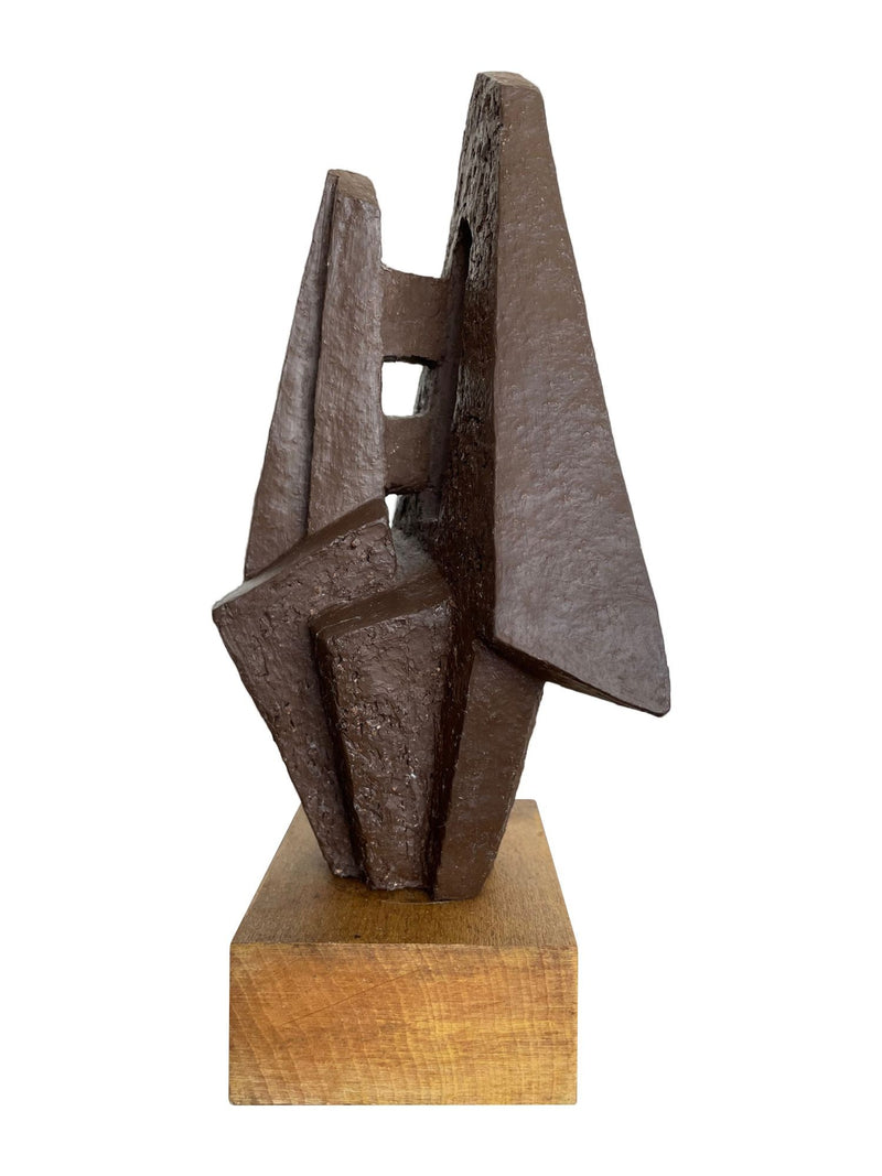 Mid century bronze abstract sculpture Belgian ceramic with bronze textured style finish - 1960s