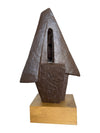 Mid century bronze abstract sculpture Belgian ceramic with bronze textured style finish - 1960s