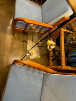 Mid century floor lamp black lacquer and brass tripod design with glass centre table - French - 1950s