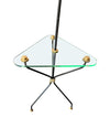 Mid century floor lamp black lacquer and brass tripod design with glass centre table - French - 1950s