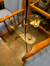 Mid century floor lamp black lacquer and brass tripod design with glass centre table - French - 1950s