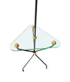 Mid century floor lamp black lacquer and brass tripod design with glass centre table - French - 1950s