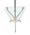 Mid century floor lamp black lacquer and brass tripod design with glass centre table - French - 1950s
