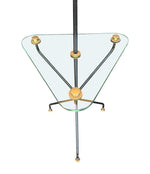 Mid century floor lamp black lacquer and brass tripod design with glass centre table - French - 1950s