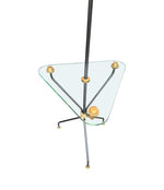 Mid century floor lamp black lacquer and brass tripod design with glass centre table - French - 1950s