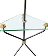 Mid century floor lamp black lacquer and brass tripod design with glass centre table - French - 1950s