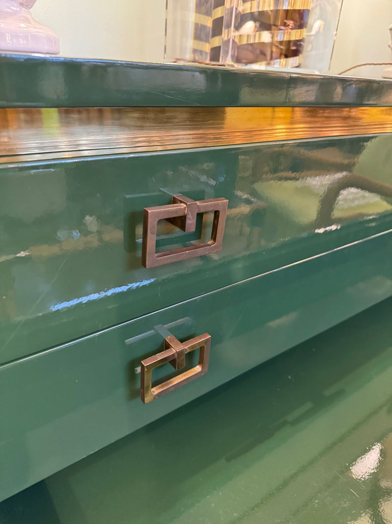 Rare Green Lacquered 1970s Chest of Drawers by Guy Lefevre for Maison Jansen - Mid Century Furniture London Ed Butcher Rare Green Lacquered 1970s Chest of Drawers by Guy Lefevre for Maison Jansen - Mid Century Furniture London Ed Butcher