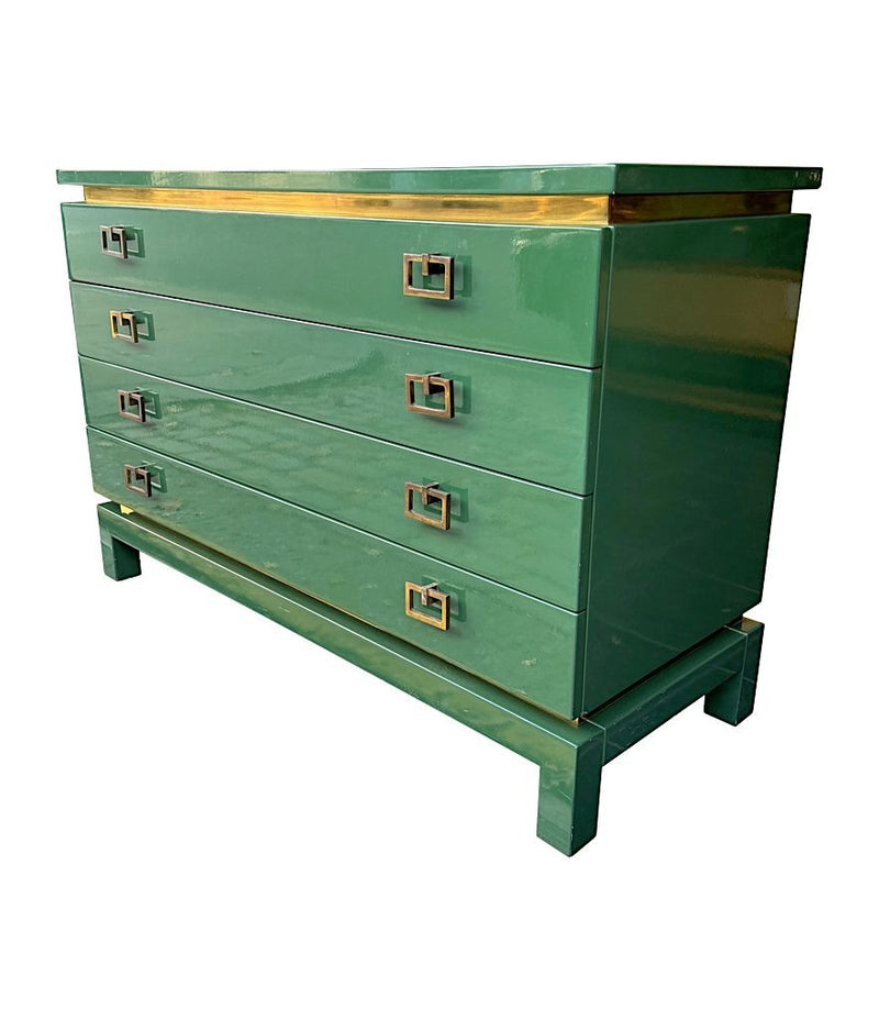 Rare Green Lacquered 1970s Chest of Drawers by Guy Lefevre for Maison Jansen - Mid Century Furniture London Ed Butcher Rare Green Lacquered 1970s Chest of Drawers by Guy Lefevre for Maison Jansen - Mid Century Furniture London Ed Butcher