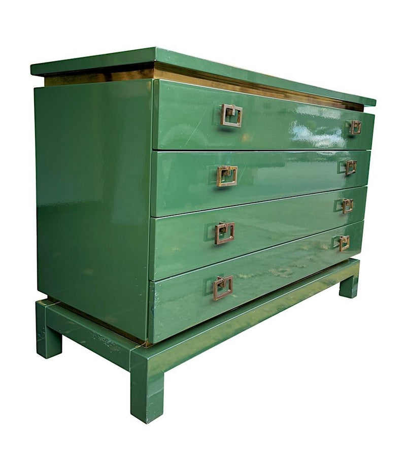 Rare Green Lacquered 1970s Chest of Drawers by Guy Lefevre for Maison Jansen - Mid Century Furniture London Ed Butcher Rare Green Lacquered 1970s Chest of Drawers by Guy Lefevre for Maison Jansen - Mid Century Furniture London Ed Butcher