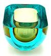 Mid century Murano glass bowl turquoise and green Sommerso by Seguso
