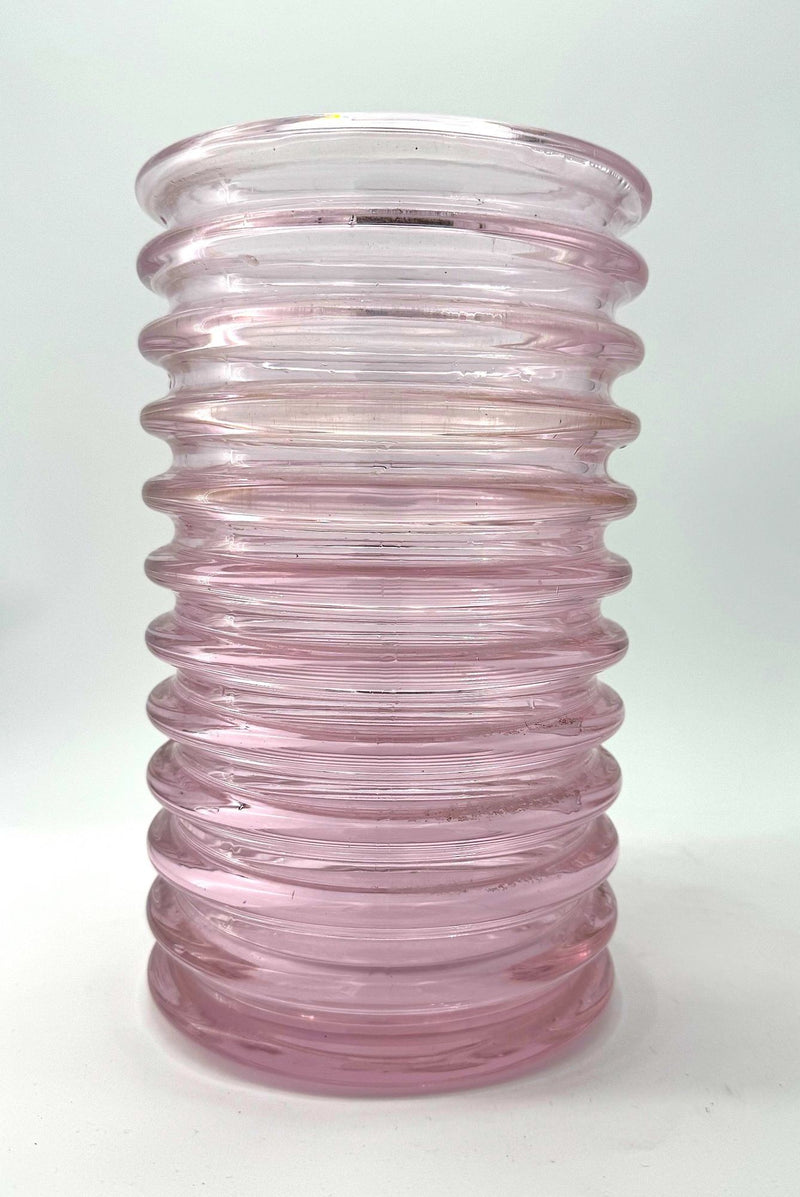 Mid century vase Murano glass pink ribbed Onda by Sergio Asti for Amolfo Cambio 1970s