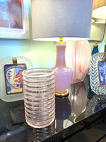 Mid century vase Murano glass pink ribbed Onda by Sergio Asti for Amolfo Cambio 1970s