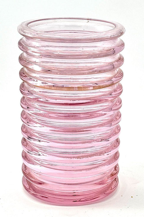 Mid century vase Murano glass pink ribbed Onda by Sergio Asti for Amolfo Cambio 1970s