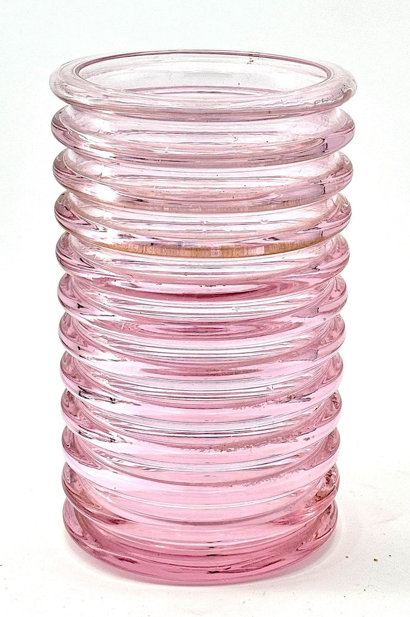 Mid century vase Murano glass pink ribbed Onda by Sergio Asti for Amolfo Cambio 1970s