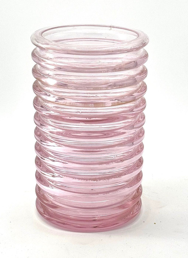 Mid century vase Murano glass pink ribbed Onda by Sergio Asti for Amolfo Cambio 1970s