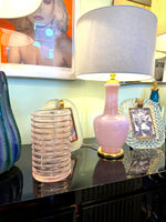 Mid century vase Murano glass pink ribbed Onda by Sergio Asti for Amolfo Cambio 1970s