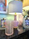 Mid century vase Murano glass pink ribbed Onda by Sergio Asti for Amolfo Cambio 1970s