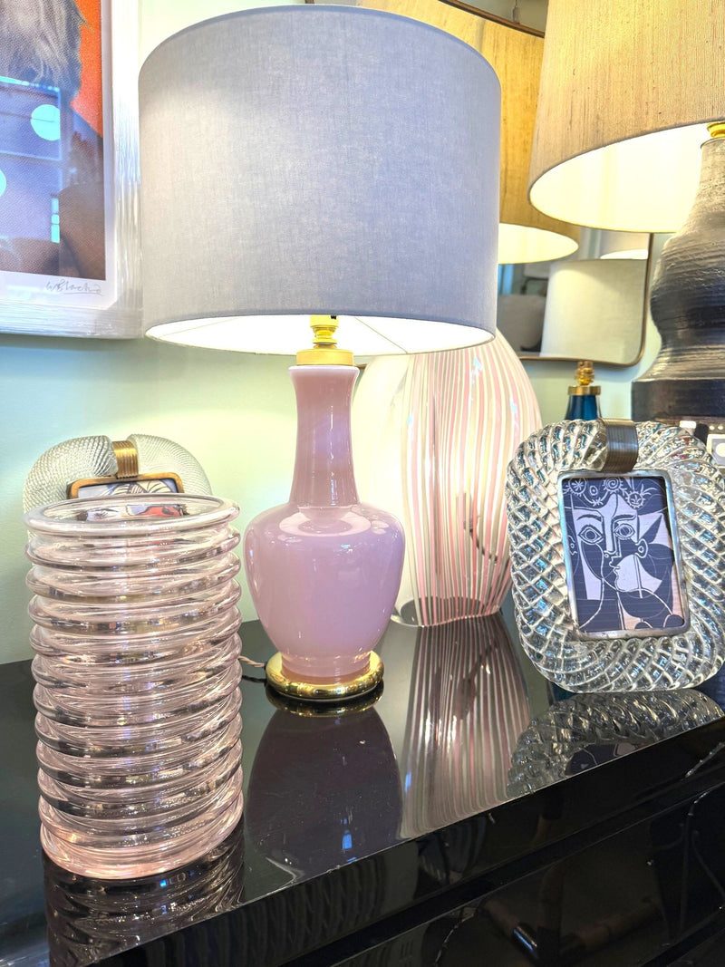 Mid century vase Murano glass pink ribbed Onda by Sergio Asti for Amolfo Cambio 1970s