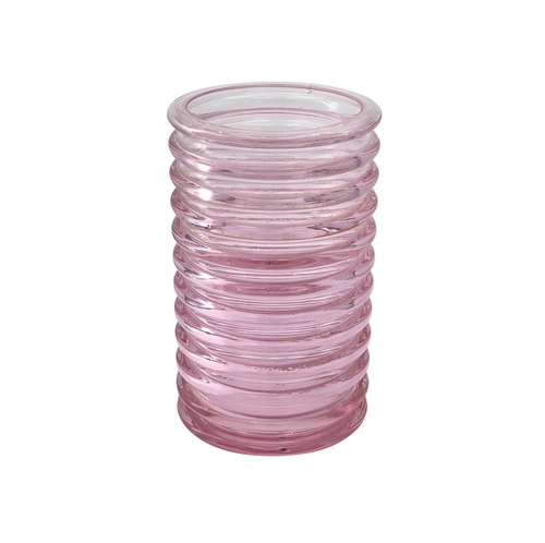 Mid century vase Murano glass pink ribbed Onda by Sergio Asti for Amolfo Cambio 1970s