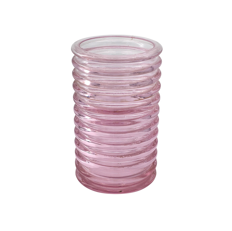 Mid century vase Murano glass pink ribbed Onda by Sergio Asti for Amolfo Cambio 1970s