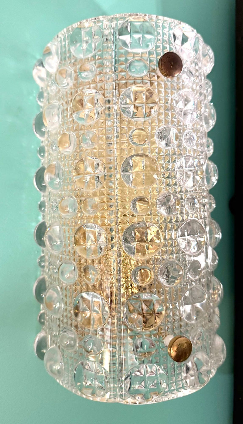 Mid Century wall sconces Orrefors glass by Carl Fagerlund for Lyfa 1960s