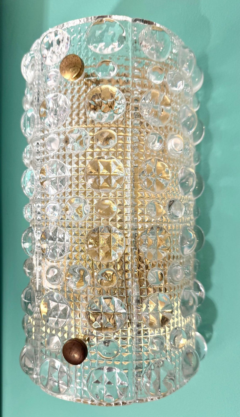 Mid Century wall sconces Orrefors glass by Carl Fagerlund for Lyfa 1960s