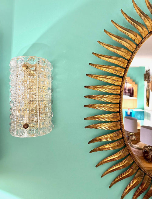 Mid Century wall sconces Orrefors glass by Carl Fagerlund for Lyfa 1960s