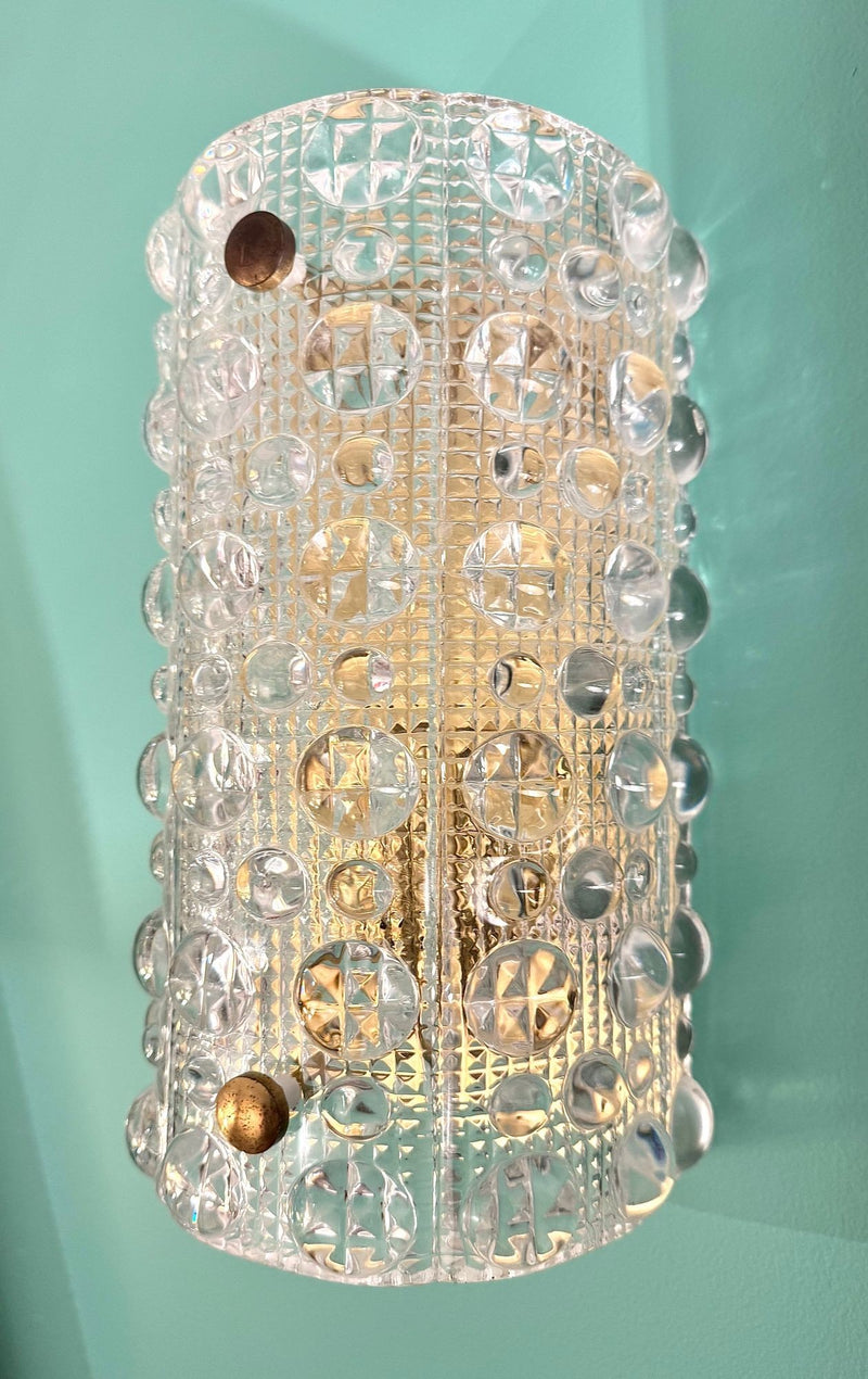 Mid Century wall sconces Orrefors glass by Carl Fagerlund for Lyfa 1960s