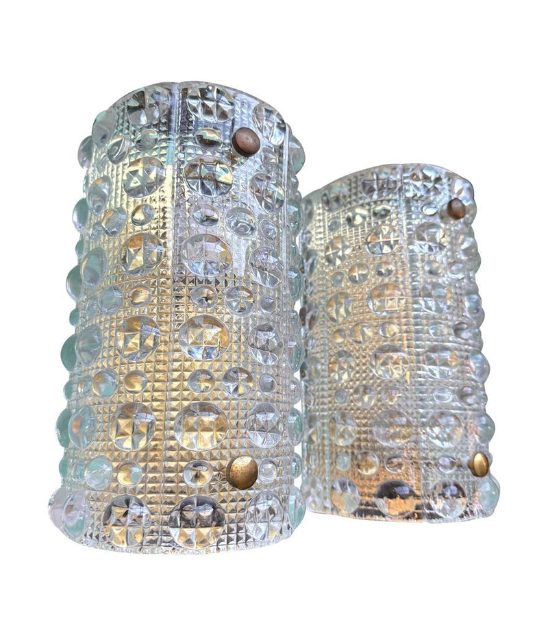 Mid Century wall sconces Orrefors glass by Carl Fagerlund for Lyfa 1960s