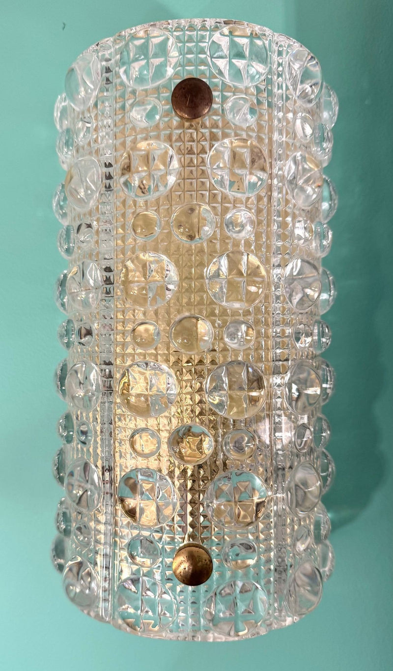 Mid Century wall sconces Orrefors glass by Carl Fagerlund for Lyfa 1960s