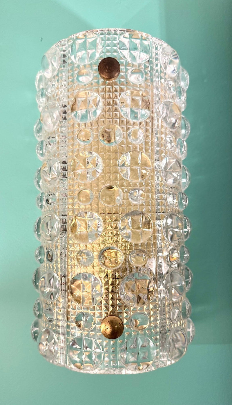 Mid Century wall sconces Orrefors glass by Carl Fagerlund for Lyfa 1960s