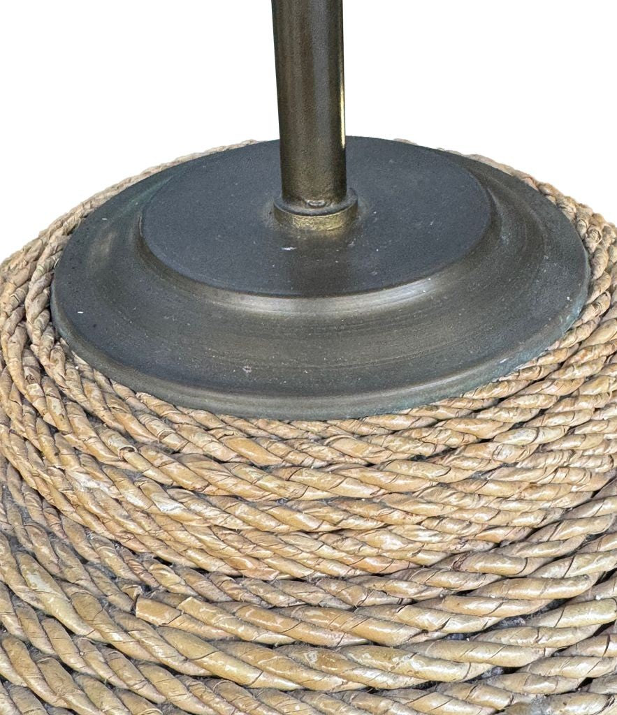 A pair of 1950s large Italian Riviera woven rope lamps with bronze fit ...