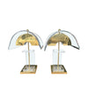 Vintage table lamps 1980s lucite and brass lamp with curved lucite shades and bases