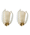 A wonderful pair of 1950s Murano glass and brass wall sconces by Barovier and Toso
