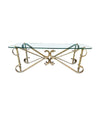 Mid Century coffee table gilt wrought iron with thick glass top, Spanish 1950s